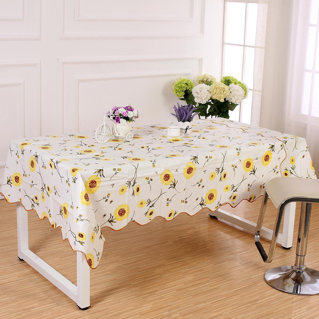 Wipe Clean PVC Vinyl Tablecloth Rectangule Table Cover Protector Sunflower