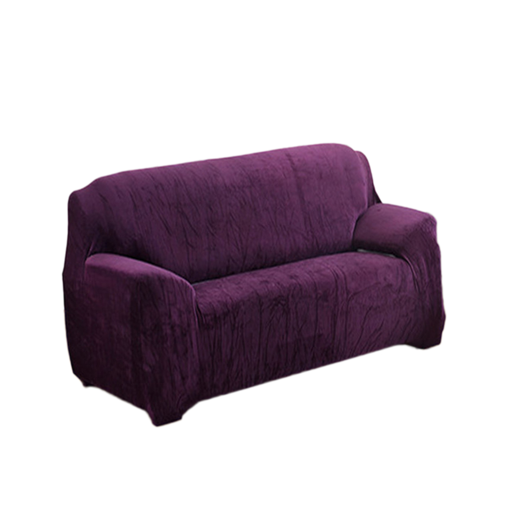 Solid Colour 2 Seater Sofa Slipcover Loveseat Couch Cover Purple