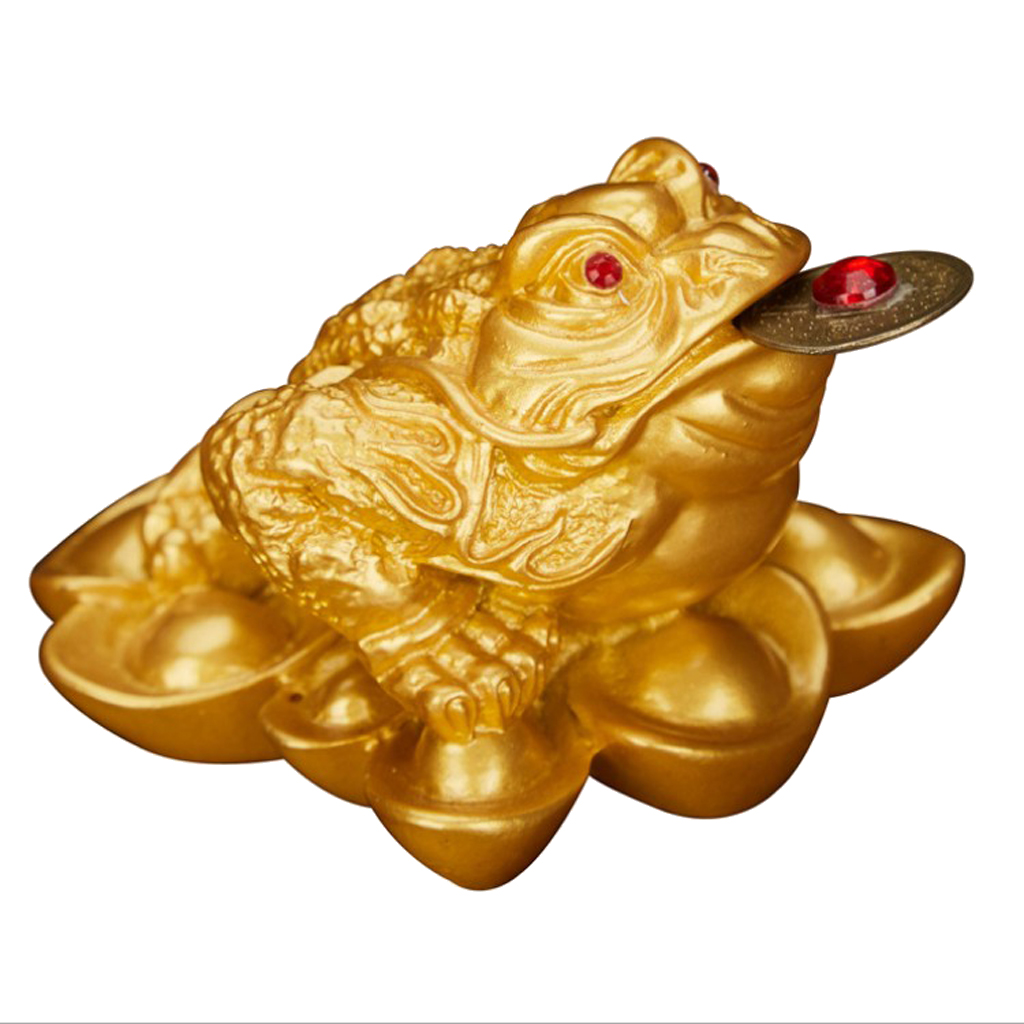 Lucky Waving Money Toad Frog Chinese Feng Shui Decor #2 Gold 