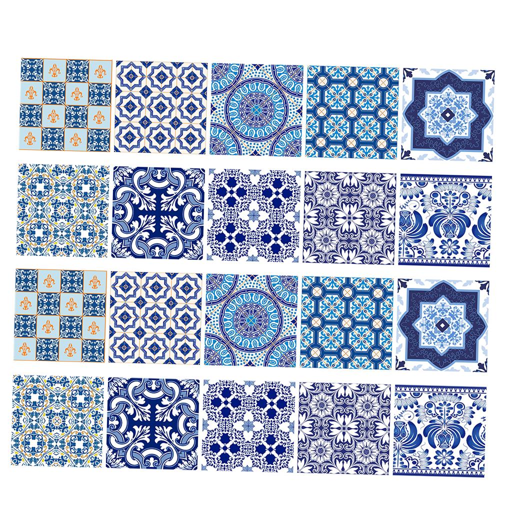 20 Pieces Mosaic Wall Tiles Stickers Kitchen Bathroom Tile Decals #4 10x10cm