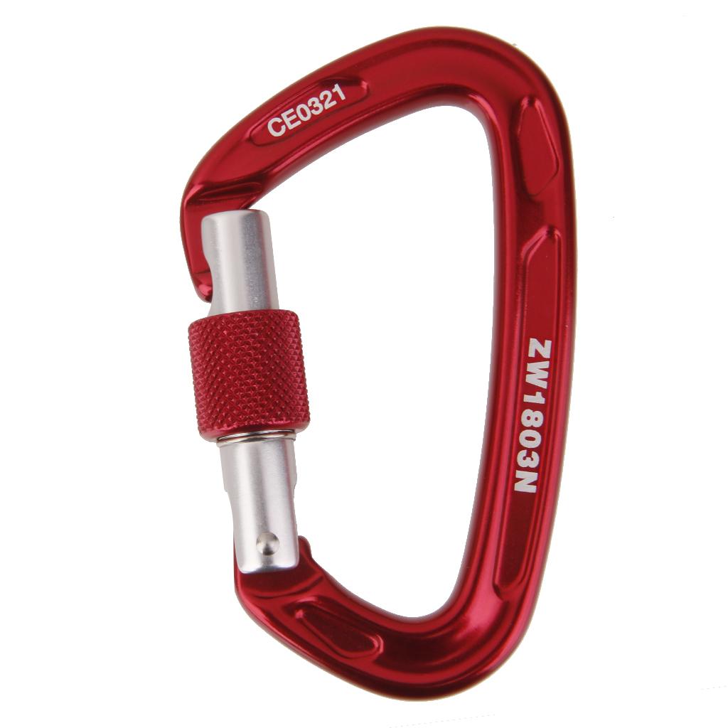 24KN Screw Locking Mountaineering Climbing Aluminum Carabiner - Red