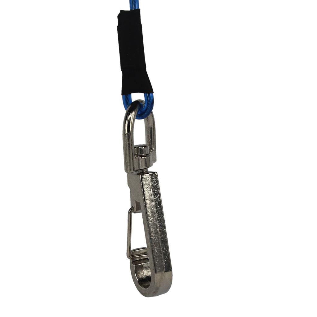 Retractable Coiled Fishing Lanyard Steel Wire Pier Rope Tether Blue