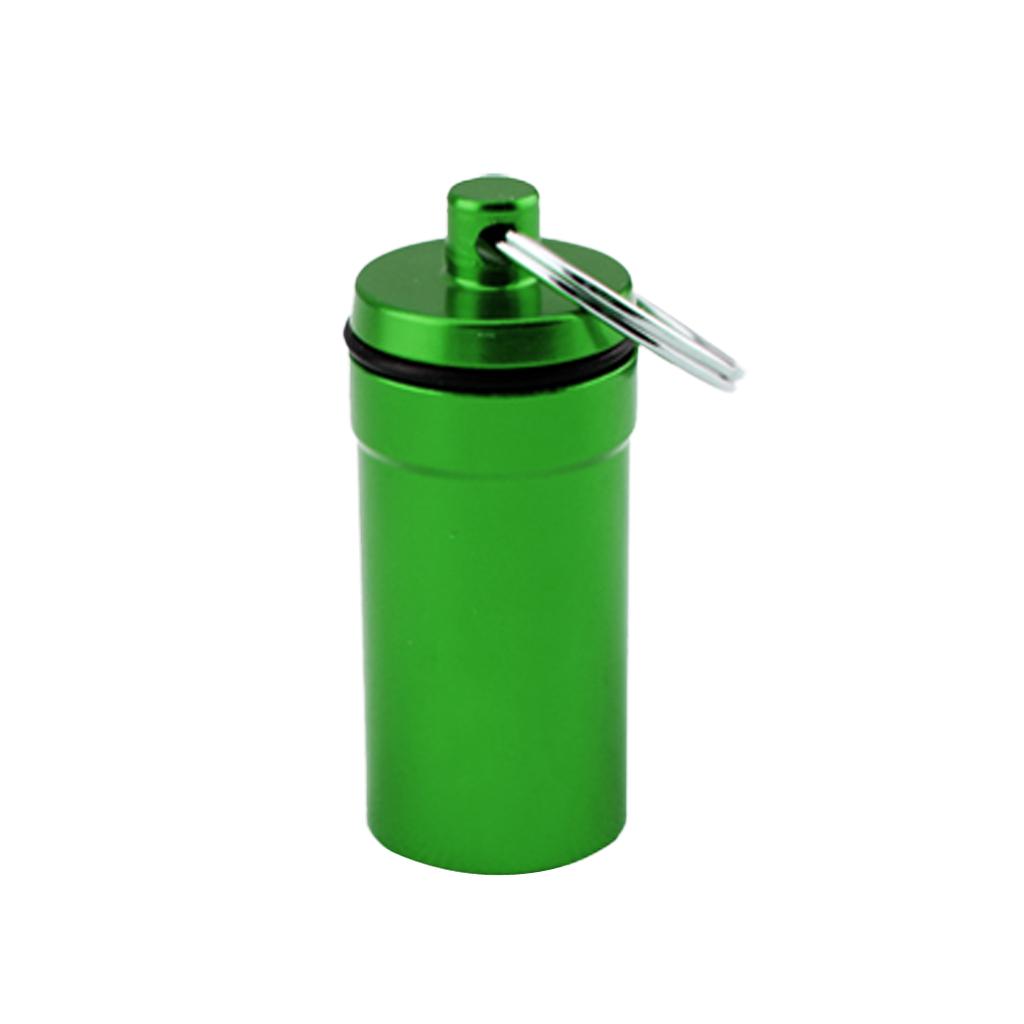 Airtight Pill Box Case Holder Container Alloy Capsule Bottle Keychain Green