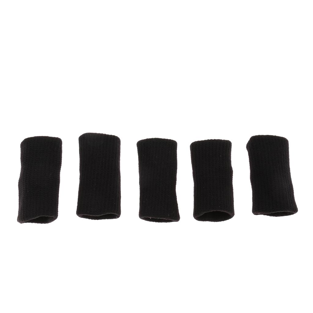 5Pcs Stretchy Finger Protector Sleeves Support for Basketball Black