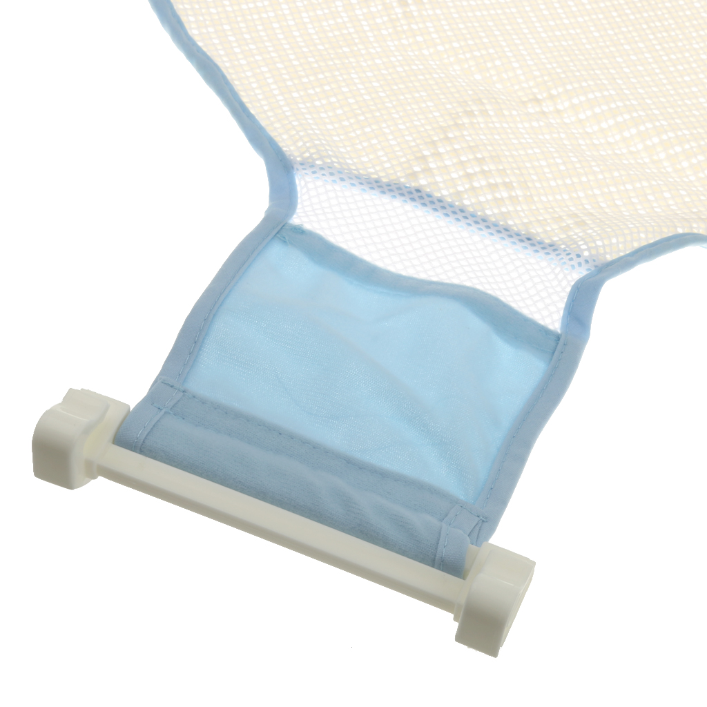 Infant Baby Adjustable Bath Seat Support Safety Cross Mesh Shower Net Blue