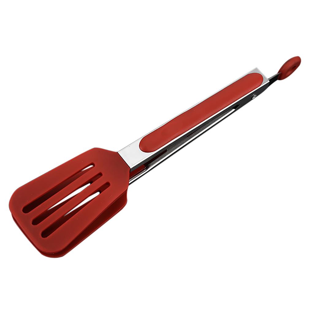 Silicone Kitchen Cooking Serving BBQ Tongs Stainless Steel Utensil 27x5cm