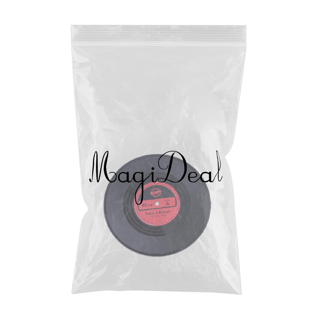 Vinyl Records Album Coaster Set CD Drink Mug Coffee Mat Black Music  red