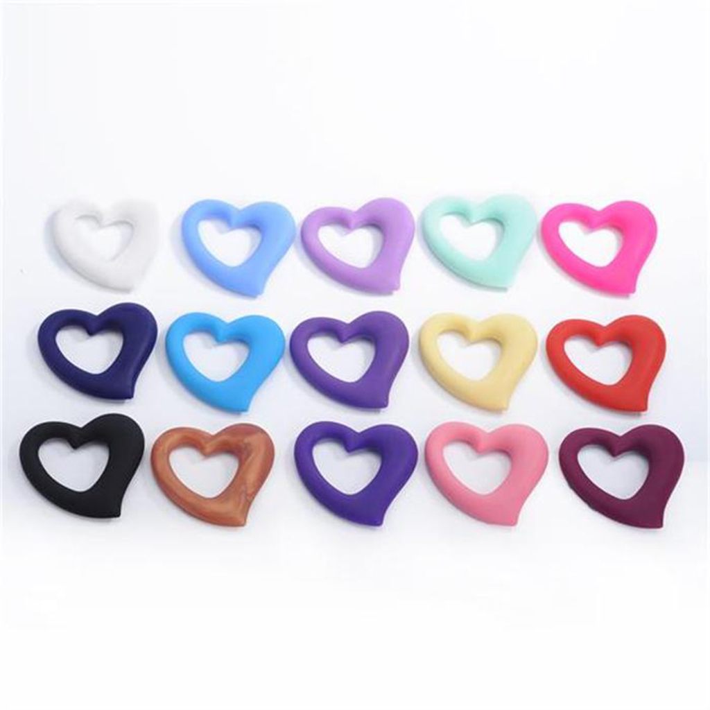 Baby Teether Chew Teething Training Silicone Toys Pink Heart