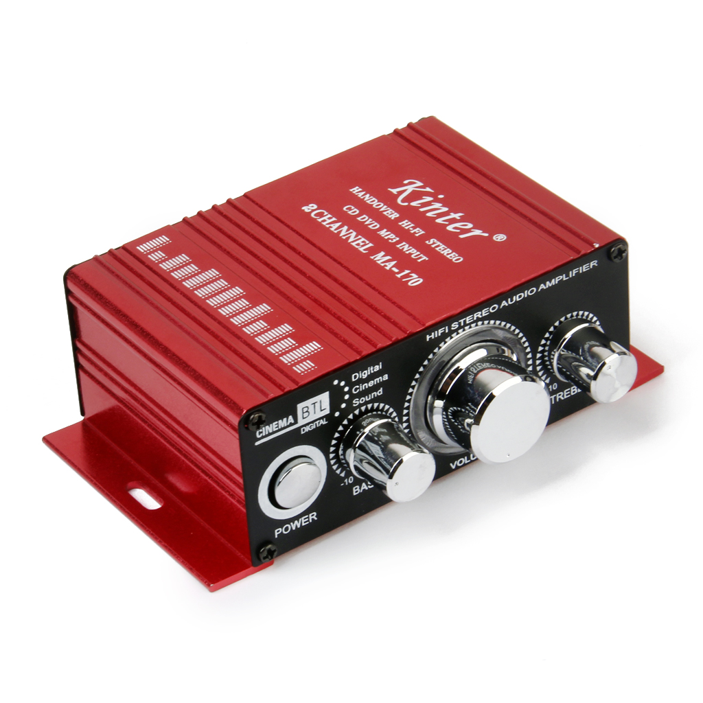 Red Mini Car Motorcycle MP3 Hi-Fi Stereo Audio Amplifier