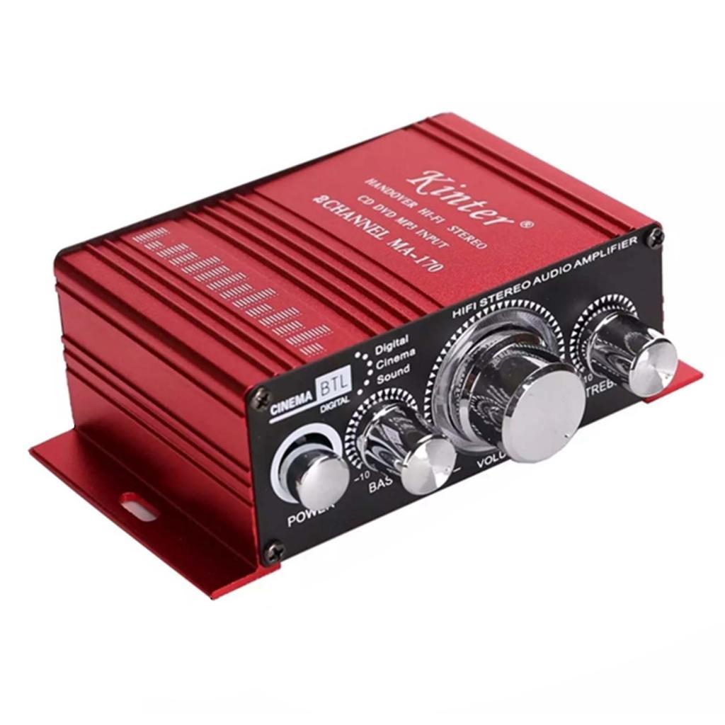 Red Mini Car Motorcycle MP3 Hi-Fi Stereo Audio Amplifier