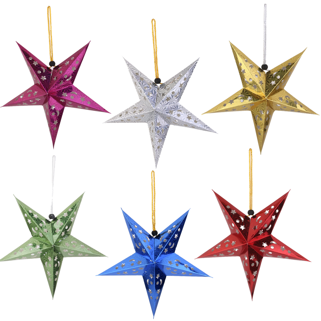 10 x Gold Star Paper Lantern Lampshade Wedding Party Home Xmas Hanging Decor