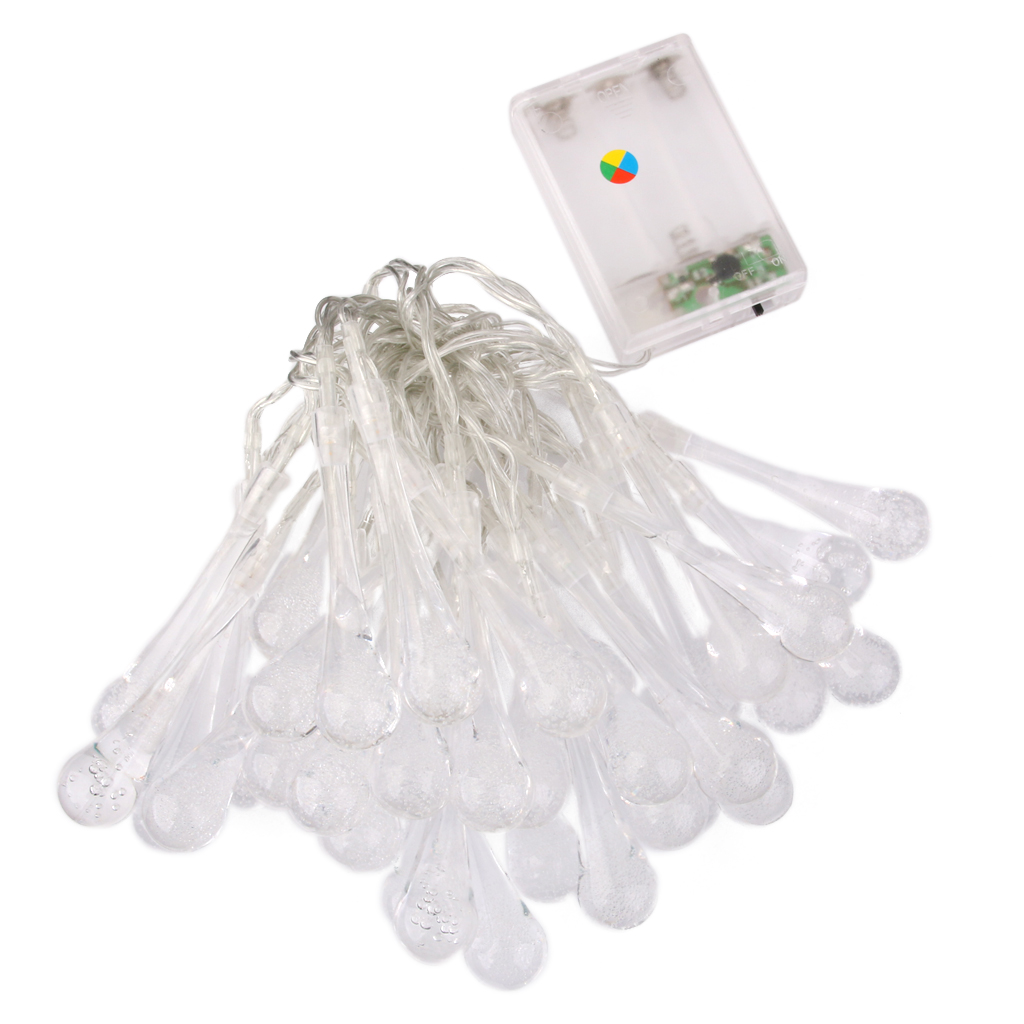 40-LED 13ft Battery Operated Diwali Decor Waterdrop String Lamp Fairy Lights