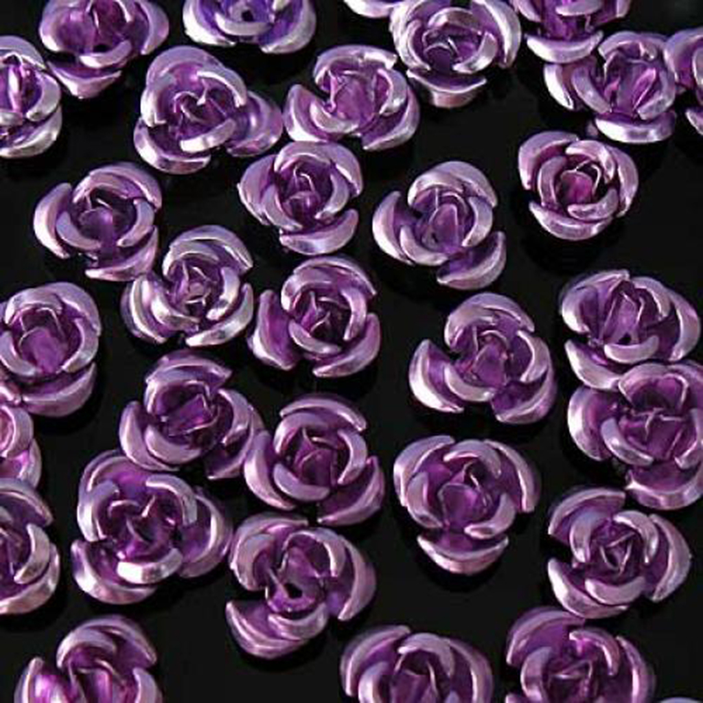 50PCS 8mm Purple Anodized Aluminum Rose