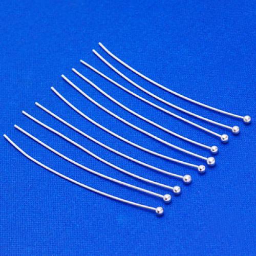 50pcs Silver Plated Ball Dot Headpins - 2inch