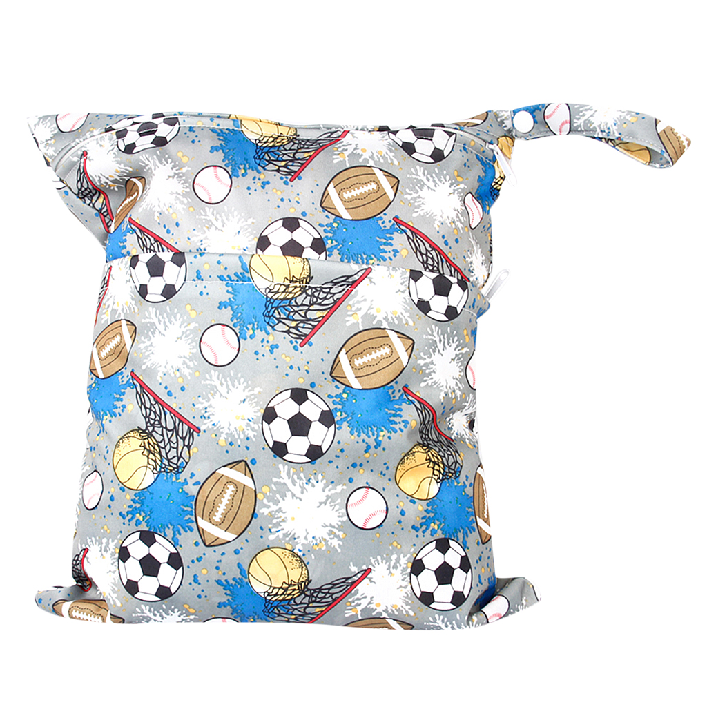 Baby Waterproof Zipper Reusable Cloth Diaper Bag Snap Tote Colorful Balls Pattern