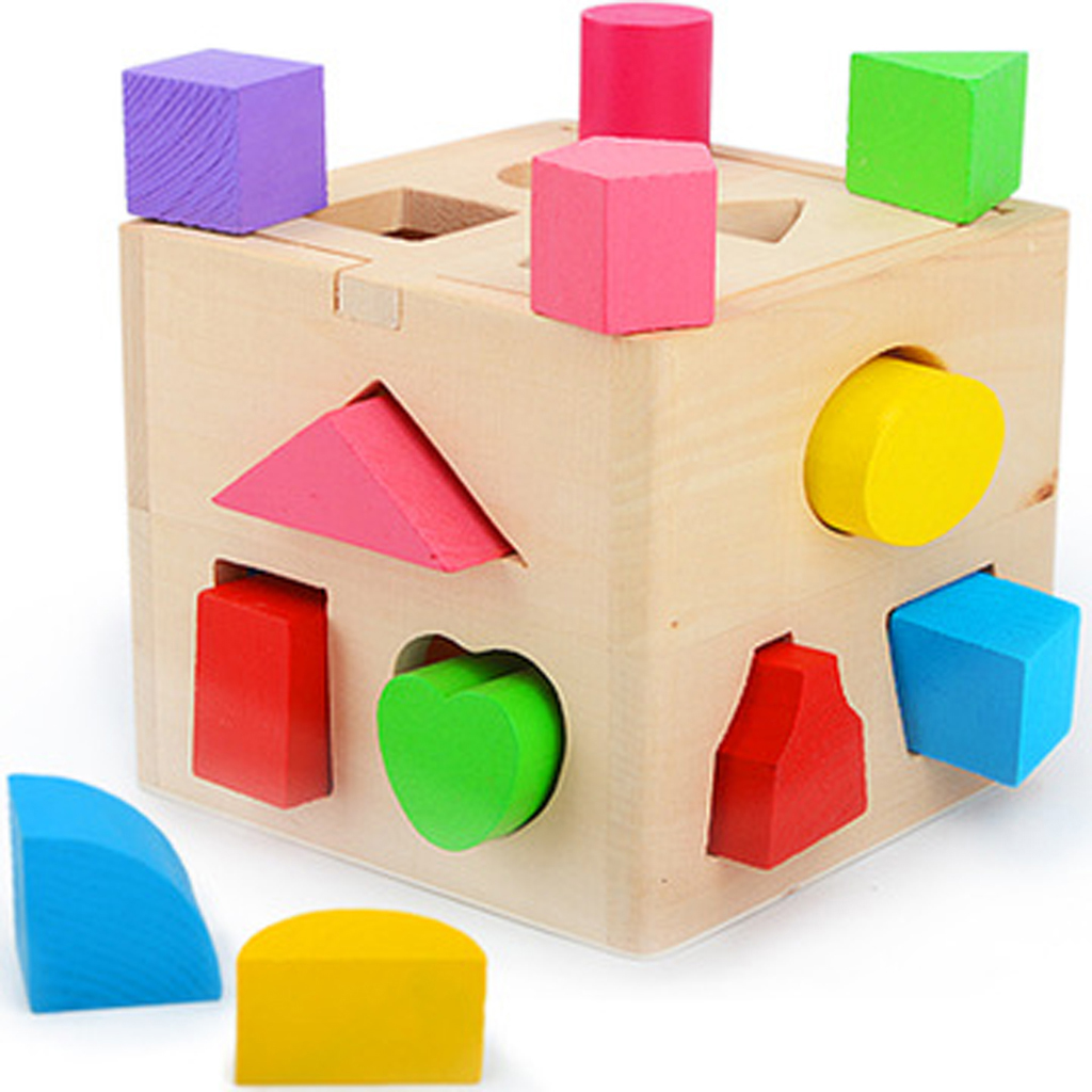 Children Wooden Block Shape Learning Sorting Box Educational Toy Gift
