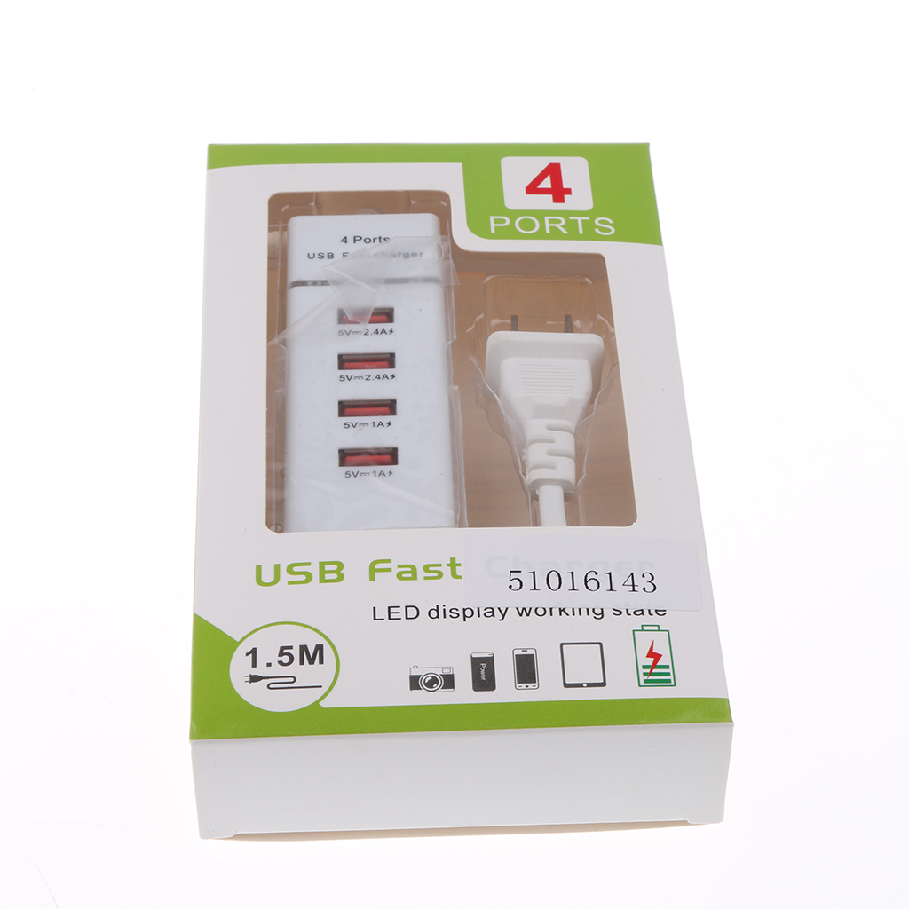 4Port USB3.0 Hi-Speed Compact Hub Adapter Socket For PC Laptop US Plug White