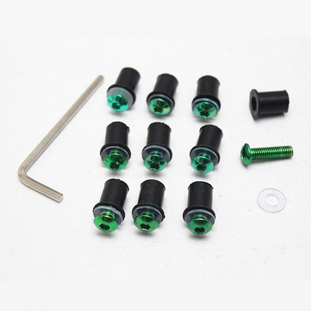 10x Fairing Wind Screen Screw Bolt Kit Windshield Mounting Motorcycle Green