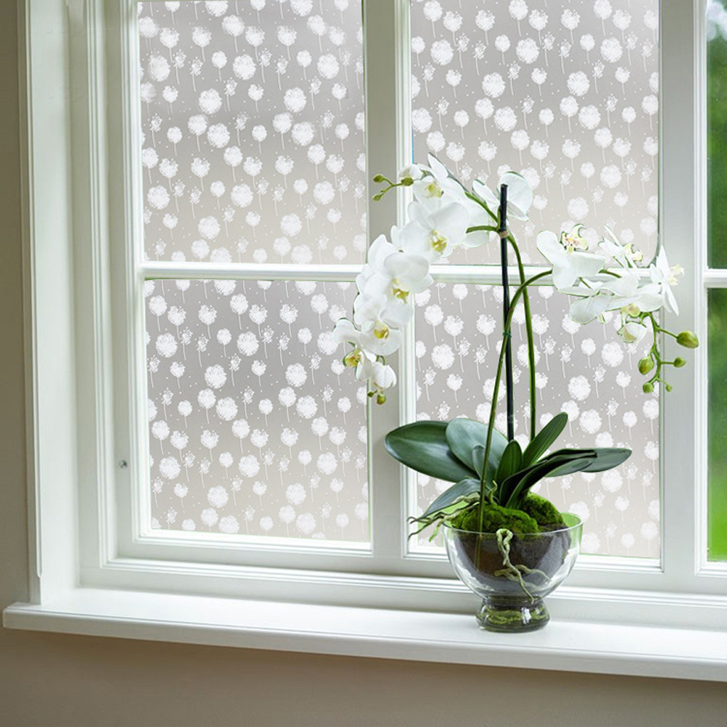 Reusable 45x100cm Frosted Frost Frosting Glass Window Film Sticker Dandelion