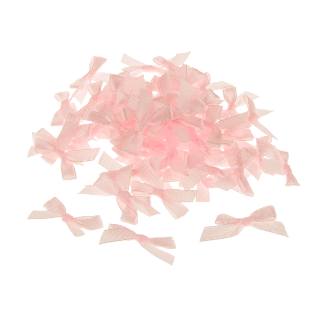 100pcs Mini 3cm Ribbon Bowtie DIY Sewing Gift Box Embellishment-Pink