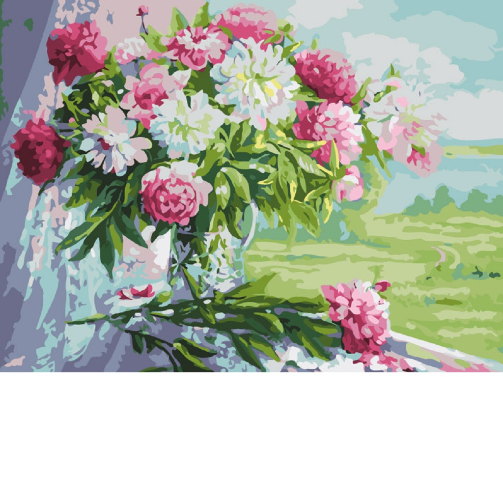 Frameless DIY Painting By Numbers Canvas Painting Art Picture Flower #8