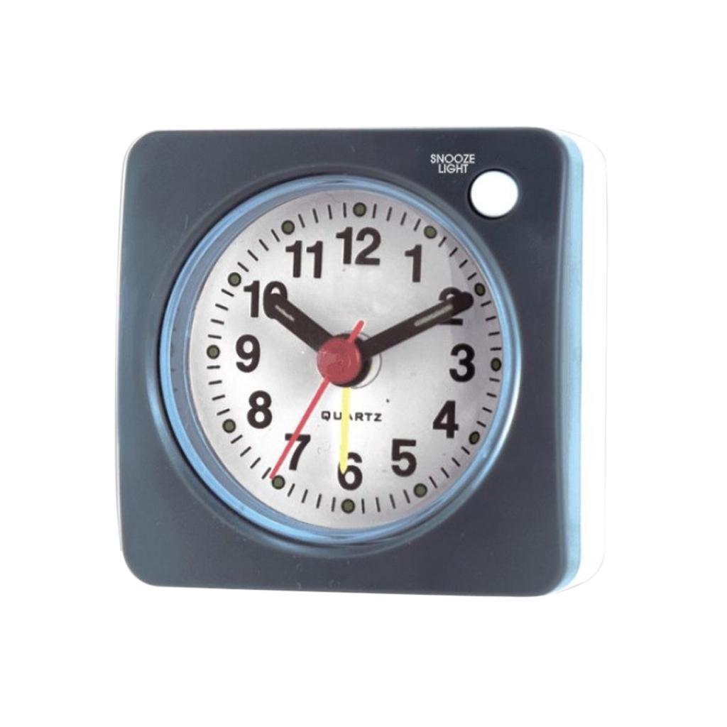 Ascending Sound Small Travel Alarm Clock with Snooze Nap and Light Grey