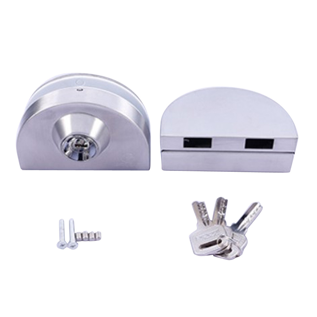 Stainless Steel Double Glass Door Lock Plated Durable Entry Access C-201 Steel-single lock