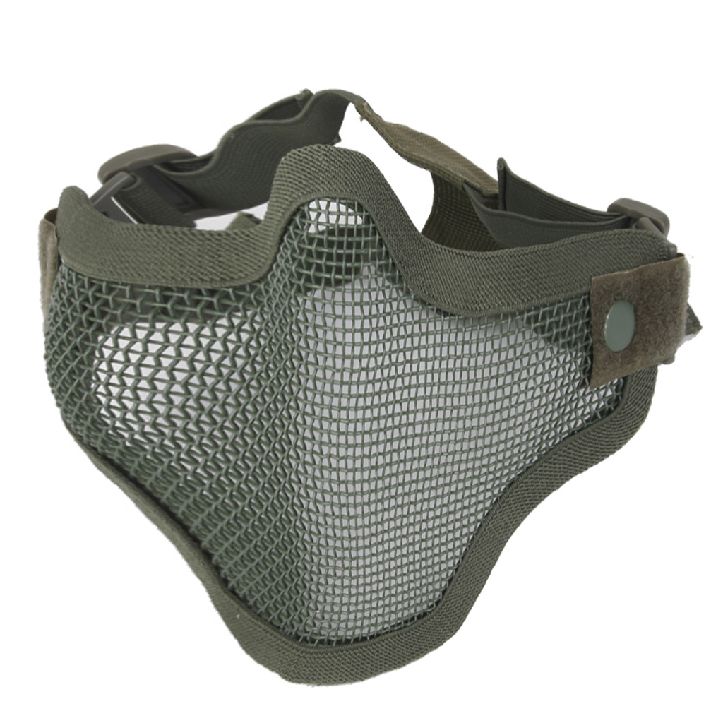 Steel Wire Mesh Half Face Mask Tactical Hunting - Army green