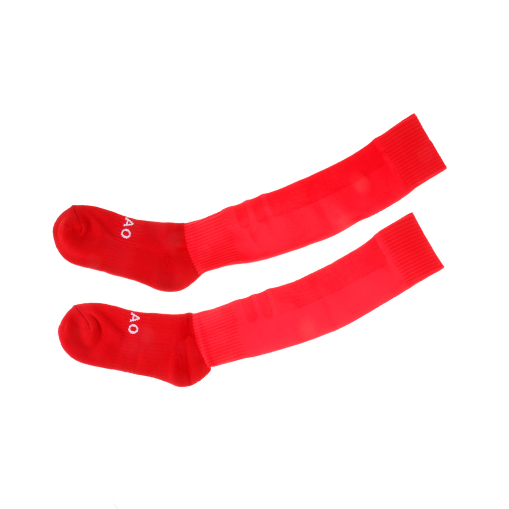Adult's Towel Bottom Long Socks for Football Soccer Rugby Sports Red