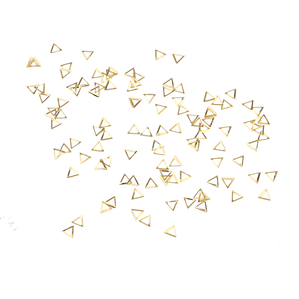 100pcs 3D Gold Metal Hollow Triangles DIY Scrapbooking / Nail Art 3mm