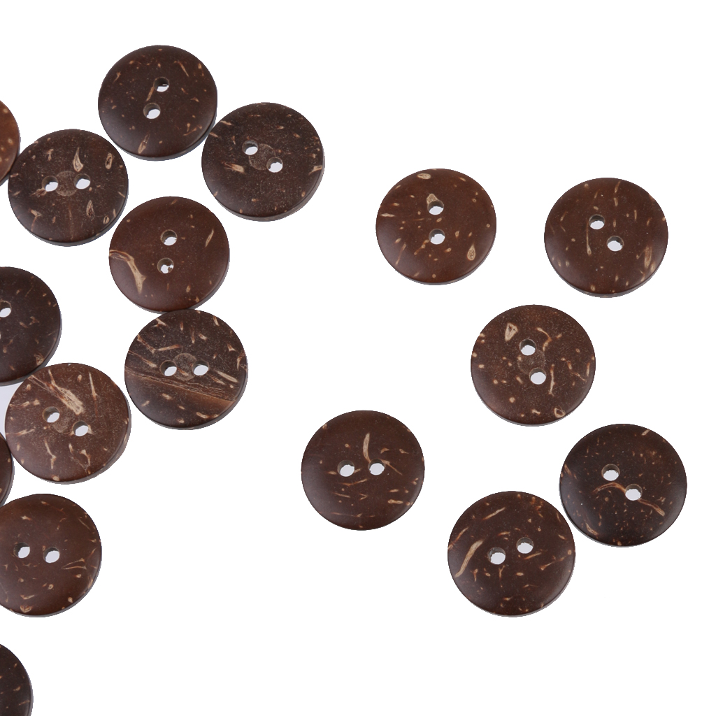 50pcs Carved Brown Round Coconut Wood Buttons for Sewing DIY Crafts