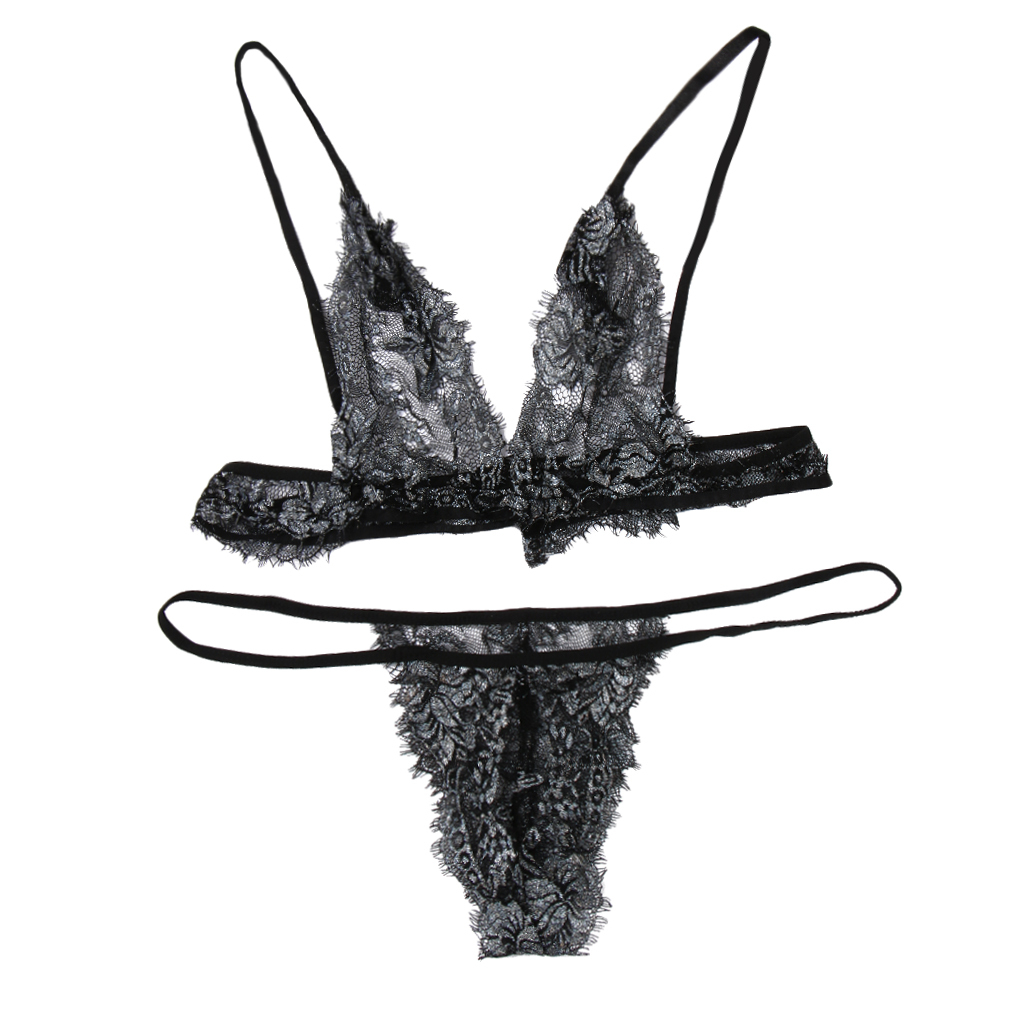 Damen Dessous Set Spitze Reizwäsche Erotik BH und Slip Lingerie