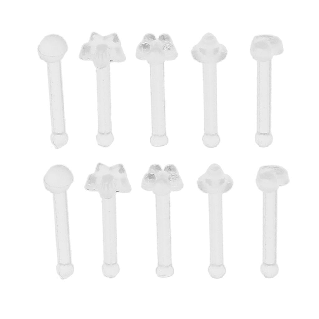 10Pcs of Transparent White Nose Stud Lip Tongue Belly Body Piercing Jewelry