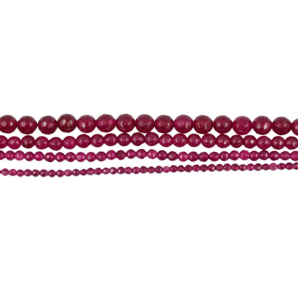 Faceted Ruby Jade Round Gemstone Loose Beads Strand 15 Inch/ Strand 4mm