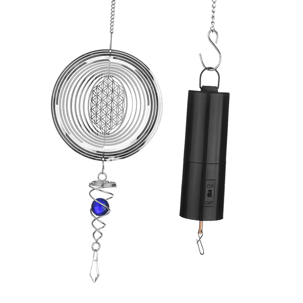 3D Whirligig Wind Spinner Stainless Steel Home Decor Wind Chimes with Motor