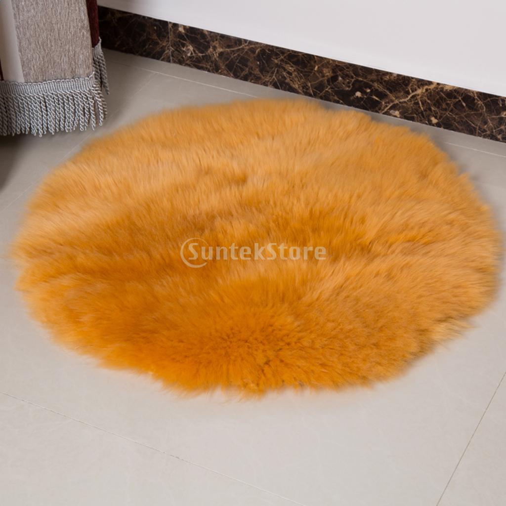 80cm Soft Sheepskin Fluffy Skin Faux Fur Fake Rug Mat Rugs Yellow