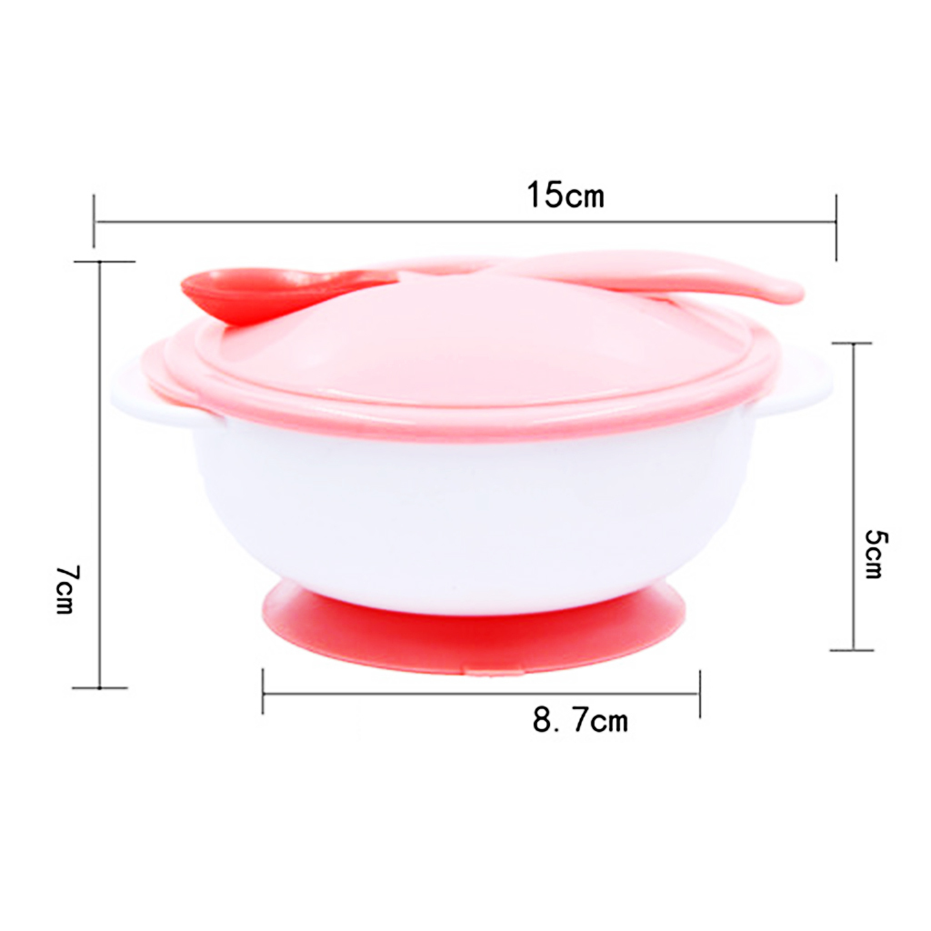 Baby Kids Tableware Suction Bowl Spoon Temperature Sensing Spoon Set Cover