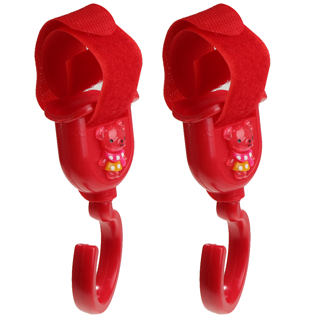 2 pieces Baby Hang Pram Hooks Clips Buggy Pushchair Hanger Plastic  Red