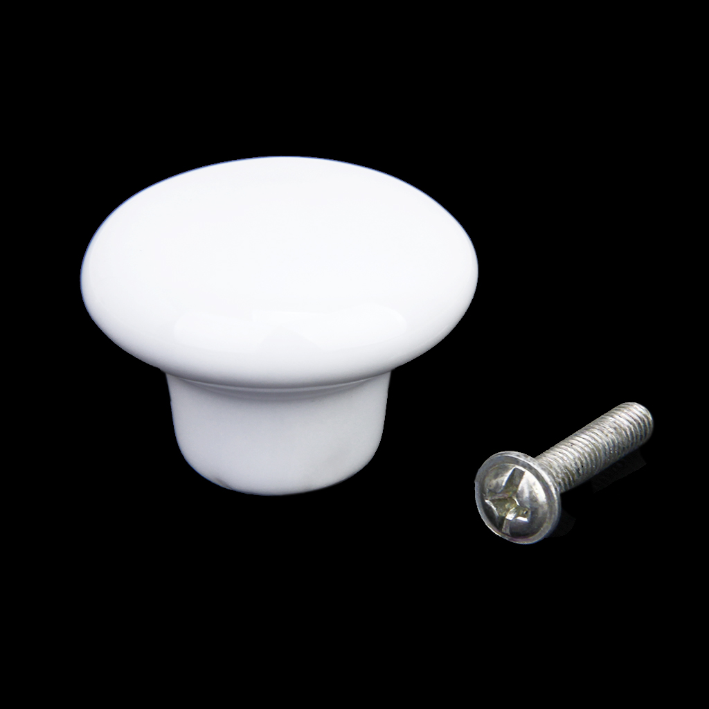 White Round Ceramic Kitchen Cabinet Cupboard Handles Pull Knob