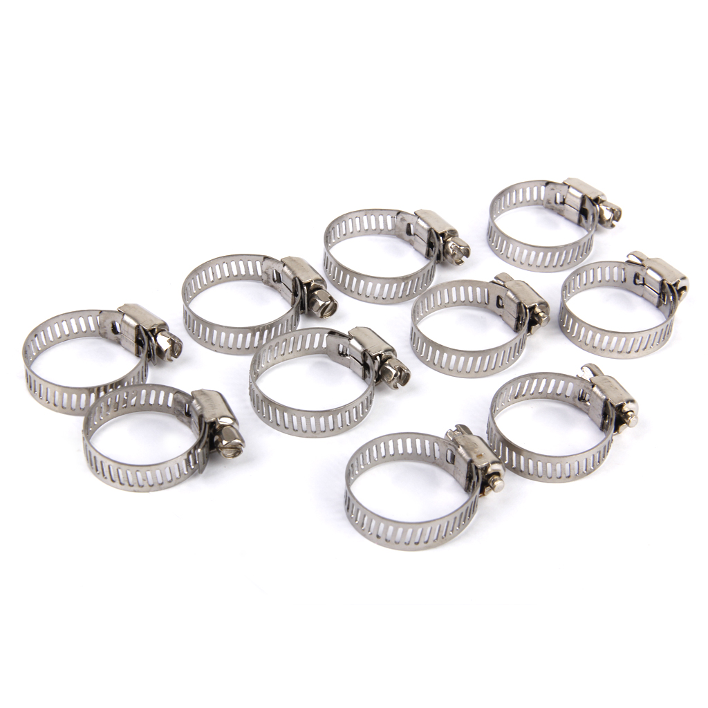 10xAdjustable Fuel Petrol Pipe Hose Clips Stainless Spring Clamps  Φ16-25mm