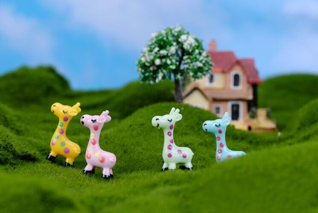 Miniature Dollhouse Fairy Garden Micro Landscape Decor All Assorted Pattern Giraffe 3pcs