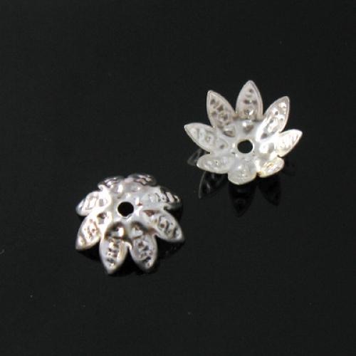 50Pcs 10mm Silver Plated Metal Flower Bead Caps