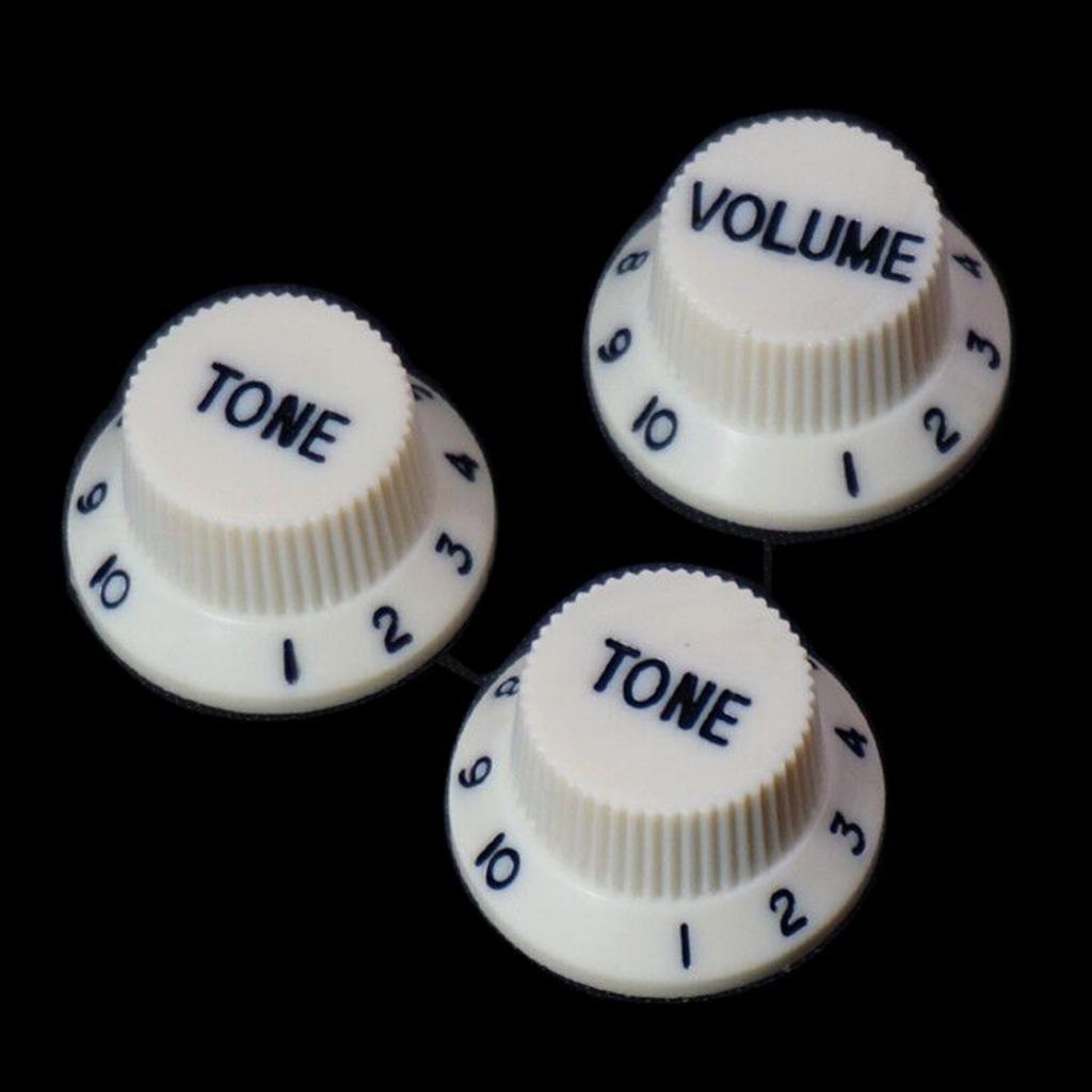 Set of 3 Parchment Speed Volume Tone Knob w/ Golden Brown Detail for Electric Pickup Guitar