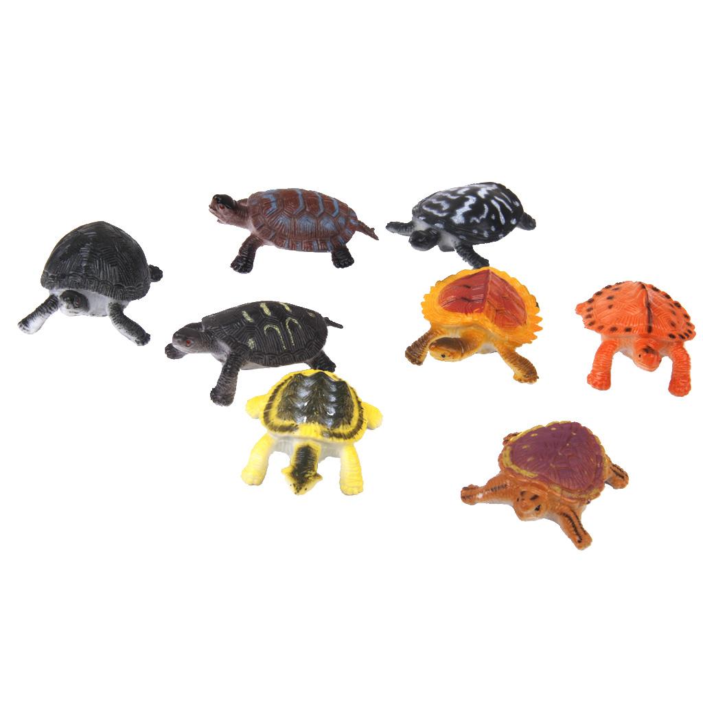 Plastic PVC Tortoise Model Kids Toy 8pcs Multi-color