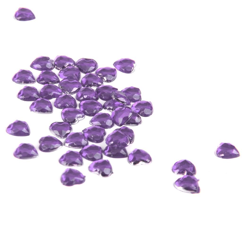 500x 8mm Heart Rhinestone Flatback Embellishment Wedding Decor Purple