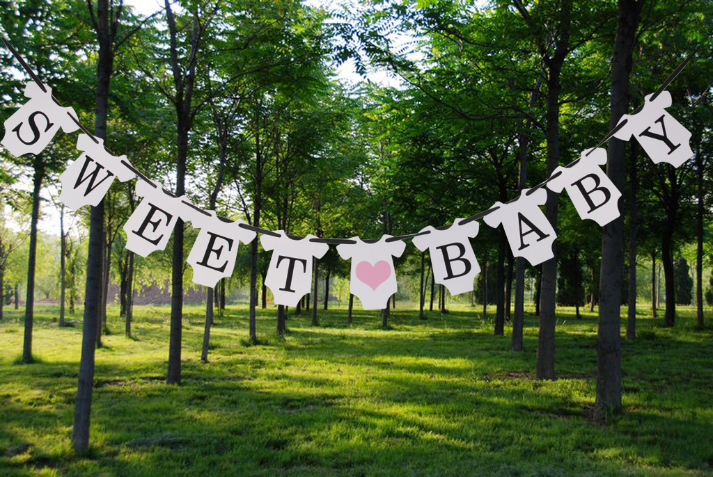 SWEET BABY Pink Heart Baby Shower Bunting