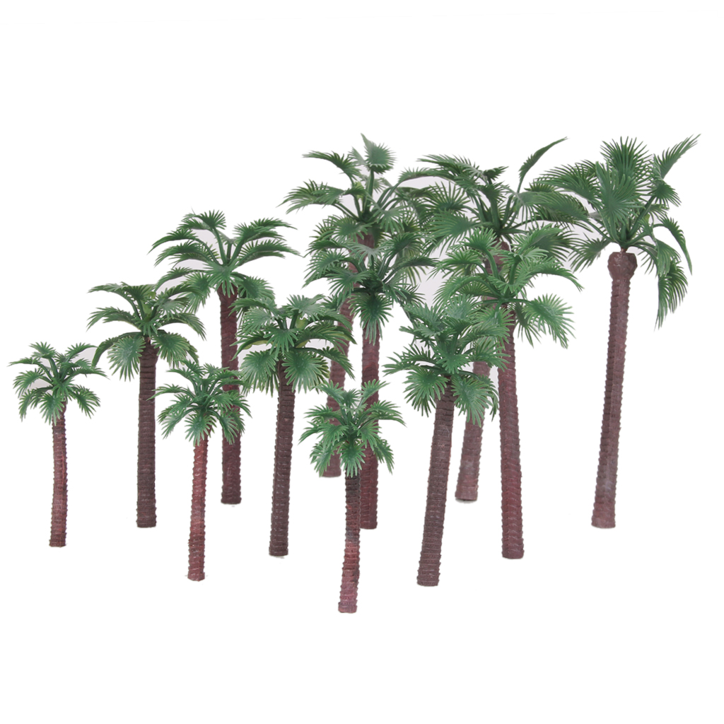 12pcs Serious Play Model Palm Trees Railway Warhammer Scenery Plastic Tree