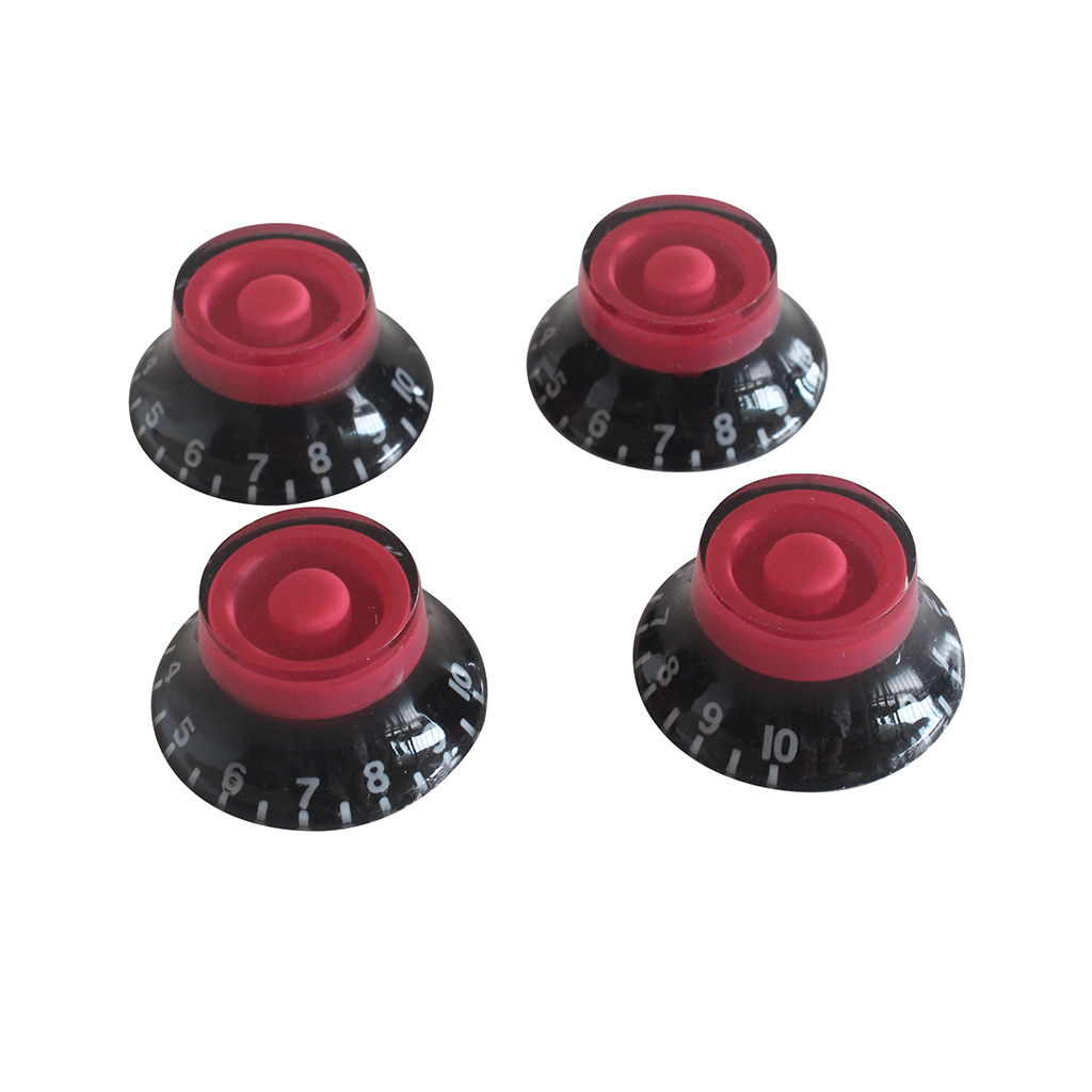 4pcs Speed Dial Knobs for Gibson Epiphone Style Electric Guitars Red/ Black