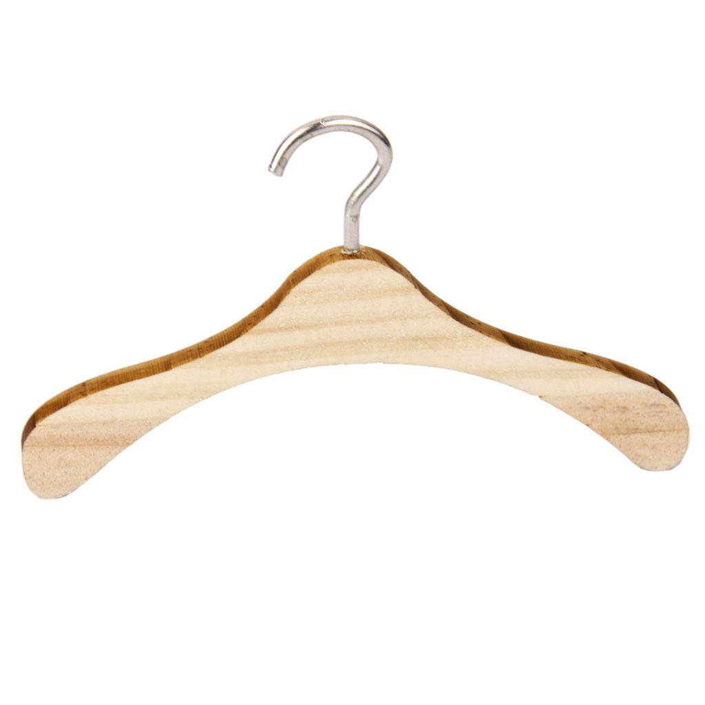 10pcs Wooden Clothes Hanger for 1/4  BJD Dolls