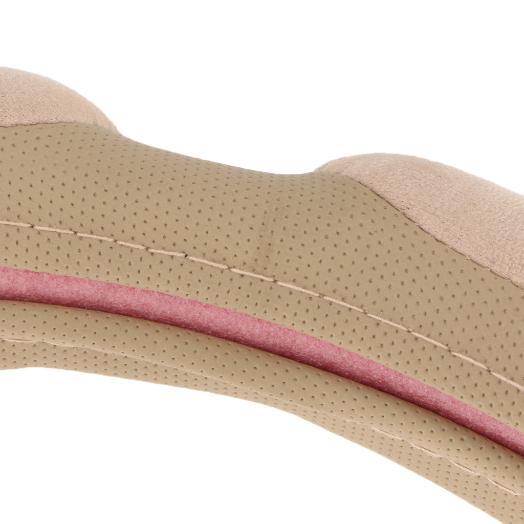 Breathable Car Steering Wheel Cover Anti-slip Protector Suede Fabric Beige